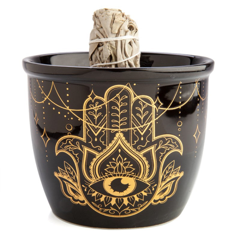 Wild Scents Hamsa Ceramic Smudge Bowl Spirituality The Crystal and Wellness Warehouse 